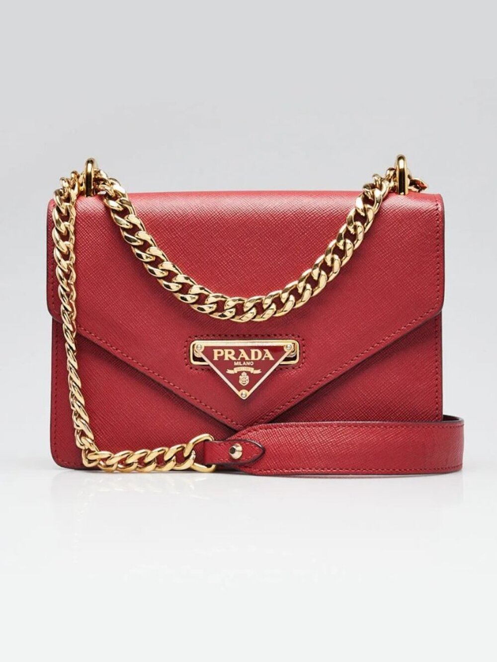 Prada Fuoco Saffiano and Soft Lux Leather Envelope Chain Bag - Picture 3 of 9